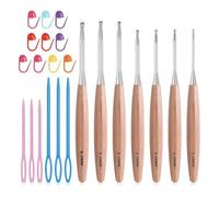 Ujjdwiurgh Ensemble de crochets en bois avec poignée ergonomique de 3 à 6 mm avec marqueur d'aiguille à tricoter pour fabrication artisanale