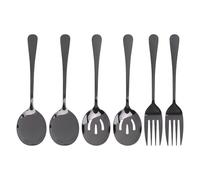 Ujjdwiurgh Ensemble de cuillères et fourchettes de service en acier inoxydable pour buffet, réception, banquet - Noir