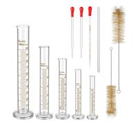 Ujjdwiurgh Ensemble de Cylindres de Mesure GraduéS en Verre, Kit de Cylindres en Borosilicate de Qualité SupéRieure avec 3 Pipettes + 2 Brosses + 1 Tige D'Agitation