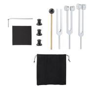 Ujjdwiurgh Ensemble de Diapasons pour la Guérison (128 Hz, 256 Hz, 512 Hz), Diapason avec Marteau Réflexe, pour le Yoga, la Thérapie Sonore