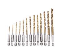 Ujjdwiurgh Ensemble de Forets RevêTus de Titane 13Pc HSS avec Tige Hexagonale de 1/4 Pouce