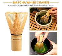 Ujjdwiurgh Ensemble de Fouet à Matcha Service à Thé en Bambou Matcha Fouet à Matcha à 100 Broches (Chasen), CuillèRe Traditionnelle, Porte-Fouet à Matcha