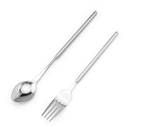 Ujjdwiurgh Ensemble de Fourchette et Cuillère Rétractables pour Barbecue, Dîner, Dessert, Vaisselle Réglable et Allongée, Anti-Brûlure