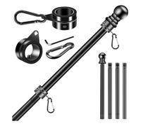 Ujjdwiurgh Ensemble de Mâts de Drapeau pour Porche de Maison, Mât de Drapeau Rotatif en Acier Inoxydable Épais de 6 Pieds, Anneaux de Mât de Drapeau Rotatifs Sans Support