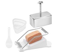 Ujjdwiurgh Ensemble de Moules à Onigiri en Acier Inoxydable, Moule Musubi avec Trancheuse, Moule à Boules de Riz Triangulaire et Cuillère à Riz, Moule à Presse Musubi