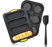 Ujjdwiurgh Ensemble de Moules à Pain Français en Silicone et à Chignon à Hamburger Antiadhésifs, Plaque de Cuisson à 4, 6 Tasses, Moule à Chignon à Hamburger, Moules à Pain