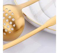 Ujjdwiurgh Ensemble de Passoires de Louche à Soupe en Or, CuillèRe de Service pour Ustensiles de Cuisine en Acier Inoxydable à Long Manche, pour Ustensiles de Cuisine (2 PièCes)