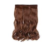 Ujjdwiurgh Ensemble de Perruques Trois Pièces Épaisses de 55 Cm, Grande Perruque Longue et Bouclée, Perruque en de Cheveux Haute Température, Brun Clair, Long Rouleau Ondulé