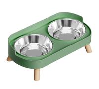 Ujjdwiurgh Ensemble de pour Animaux en Acier Inoxydable Résistant Aux Éclaboussures - Bol Surélevé pour D'Intérieur avec 2 pour Nourriture et Eau Vert.