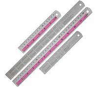 Ujjdwiurgh Ensemble de Règle en Métal de 12 + 6 Pouces-Règle de Bord Droit A des Mesures Impériales et Métriques, Parfait pour des Projets de Bricolage, Rouge