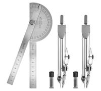 Ujjdwiurgh Ensemble de repère d'angle réglable à 180° - 10 cm - Rapporteur en acier inoxydable et 2 boussoles en métal