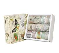 Ujjdwiurgh Ensemble de Rubans Washi Vintage, 20 Rouleaux de, de Masquage Washi Botanique, Floral, Papillon, Rouleau de Décoratif Inscriptible