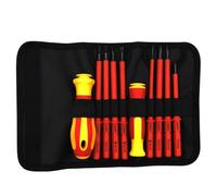 Ujjdwiurgh Ensemble de Tournevis Isolés, Cruciformes en Fleur de Prunier, Tête Plate, Sac, Vis Anti-Électriques pour Électricien D'Entretien à Domicile