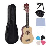 Ujjdwiurgh Ensemble de Ukulélé de 21 Pouces pour Débutants, Petite Guitare à 4 Cordes, Ukulélé en Tilleul avec Clip de Sac de Transport et 4 Médiators en Bois, Installation Facile