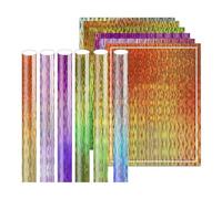 Ujjdwiurgh Ensemble de Vinyle Adhésif Permanent Holographique Brossé, Comprenant 6 Feuilles de Vinyle Adhésif Coloré, Résistant à l'eau et Permanant.