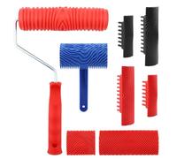 Ujjdwiurgh Ensemble D'Outils à Grain de Bois - Rouleau de Peinture à Grain de Bois avec Poignée pour Meubles de Terrasse, Décoration de Salle de Bricolage