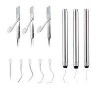 Ujjdwiurgh Ensemble D'Outils de Désherbage LED 6 Pièces pour Vinyle, 3 Stylos LED avec 5 Broches et Crochet, avec une Pince à Désherber à Lumière LED, Facile à Utiliser, de Belle Facture (Argent)