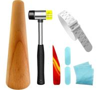 Ujjdwiurgh Ensemble d'outils de fabrication de bijoux en bois, mandrin, tailleur rond en plastique avec marteau de bijoutier, maillet en caoutchouc, outils de façonnage