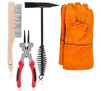 Ujjdwiurgh Ensemble D'Outils D'Élimination des Scories de Soudage 5 Pièces: Marteau Burineur de Soudage avec Poignée à Ressort Hélicoïdal, Brosse Métallique et Pince de Soudage,
