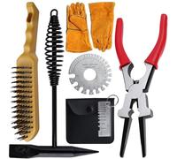 Ujjdwiurgh Ensemble D'Outils D'Élimination des Scories de Soudage 6 Pièces Ensemble de Pinces de Soudage MIG avec Jauge D'Épaisseur de Plaque Métallique de Soudage Jauge de