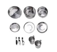 Ujjdwiurgh Ensemble D'Ustensiles de Cuisine de Camping en Acier Inoxydable - Ensemble de Casseroles de Camping Pliantes et Empilables, Portable et Adapté à Une Utilisation en Extérieur.