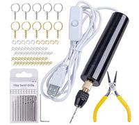 Ujjdwiurgh Ensembles de Perceuses éLectriques en RéSine 74 PièCes, avec Pince à 3 Mâchoires-Applicable à une plus Grande Plage de PerçAge (0-3Mm), Kit de Fabrication de Porte-CléS