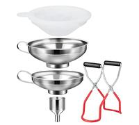 Ujjdwiurgh Entonnoir à Confiture de Cuisine Entonnoir de Conservation Entonnoir en Acier Inoxydable avec Releveurs de Bocaux de Conservation et Filtre