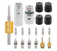 Ujjdwiurgh Essential Kit de réparation de climatisation de voiture 19 pièces pour systèmes R12 R134a, comprend des noyaux de valve de climatisation et des bouchons d'étanchéité de port de service