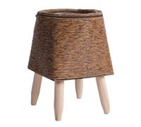 Ujjdwiurgh Étagère vintage imitation rotin tressé pour fleurs - Panier de rangement fait à la main avec pieds en bois - Support pour pot de fleurs - Facile à utiliser - D