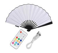 Ujjdwiurgh Eventail Pliant Chinois à Main avec LED Pliable - Éventail Pliable Chinois pour Mariage, Soirée en Boîte de Nuit, Club - Accessoire Fluorescent Blanc