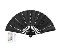 Ujjdwiurgh Eventail Pliant Chinois à Main LED, Fluo pour Mariage, Soirée en Club ou Bar, Accessoire Fluorescent Noir