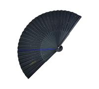 Ujjdwiurgh ÉVentail Pliant Classique en Soie éToiléE, Ventilateur à Main de Danse Pliant en Bambou en Tissu Japonais Chinois (Noir)