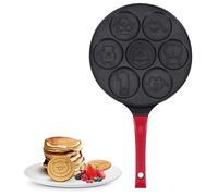 Ujjdwiurgh Fabricant de CrêPes - Non Collant la Plaque à CrêPes Poêle à Frire Mini CrêPièRe CrêPes 7 Moules avec PoignéE en Silicone, Animal Noir
