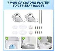 Ujjdwiurgh Fixations de charnieres de siege de toilette en alliage de remplacement, ensemble en chrome avec vis de fixation pour accessoires de toilette