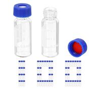 Ujjdwiurgh Flacon D'Échantillonneur Automatique de 2 Ml, Flacons HPLC/ 9-425 Flacons Transparents de Laboratoire Flacon D'Échantillon Bouchon à Vis Patch D'Écriture 100 Pièces