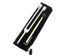 Ujjdwiurgh Fourche de Réglage de Nettoyage D'Oreille Allongée en Argent de 25 Cm, Diapason de 128 Hz avec Clé, Sac en Tissu et Marteau