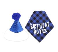 Ujjdwiurgh Fournitures de fête d'anniversaire pour chien, chapeau d'anniversaire pour animal de compagnie et bandana d'anniversaire pour garçon