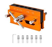 Ujjdwiurgh Gabarit de cheville à centrage automatique, pour trous droits, ensemble de localisateur de travail du bois à largeur réglable avec 6 bagues de guidage de perçage