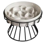 Ujjdwiurgh Gamelle surélevée en céramique pour chat - Assiette surélevée pour chat avec support - Gamelle lente pour nourriture humide et sèche - Convient aux animaux domestiques