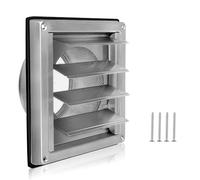 Ujjdwiurgh Grille d'aération 100 mm en acier inoxydable - Avec persiennes - Conduit plat - Entrée murale