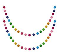 Ujjdwiurgh Guirlande de Boules Guirlande de Pom Pom ColoréE à la Main 28 Boules Guirlandes de Boules en Feutre pour DéCoration Murale D'Arbre de NoëL (2 Ensembles)