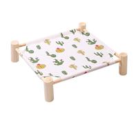 Ujjdwiurgh Hamac pour chat et chien en bois - Lit surélevé et rafraîchissant - Amovible - Portable - Intérieur et extérieur - Convient pour J