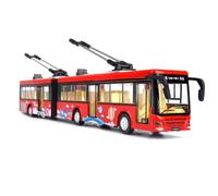 Ujjdwiurgh Haute Simulation 1:50 Alliage Retirer Double Bus Ville Bus Modèle Véhicules Métal Moulé sous Pression Clignotant Musical Garçon Rouge