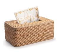 Ujjdwiurgh Housse de boîte à mouchoirs rectangulaire en rotin tissé, pour salle de bain, chambre à coucher