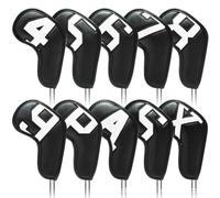 Ujjdwiurgh Housse de Protection pour Fer de Golf en Cuir PU, Texte Blanc sur Fond Noir