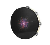 Ujjdwiurgh Instrument de Musique de Tambourin Tenu dans la Main de 10 Pouces, Instrument de Percussion de Tambour de Jingle à Double Rangée, Instrument de Musique de Danse de Fête D'Église Adulte KTV