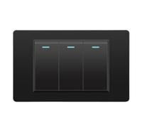 Ujjdwiurgh Interrupteur de Bouton Mécanique Interrupteurs Électriques Muraux 2 Voies 3 Gang 118 Mmx72 mm en Verre Trempé en Verre Noir 3gang 2way