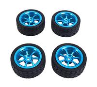 Ujjdwiurgh Jante de Roue en MéTal de 65 Mm + Pneus en Caoutchouc à Haute AdhéRence pour 144001 A959 A959-B 124019 124018 PièCes de Voiture RC, Bleu
