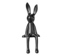 Ujjdwiurgh Jolie statue de lapin assis à longues oreilles - Décoration de chambre pour bureau, bibliothèque, cadeau pour amis - Noir
