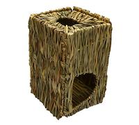 Ujjdwiurgh Jouet d'herbe, Tissés À La Main Lapin, Cochon D', Furet, Pliant, Paille, Herbe, Maison